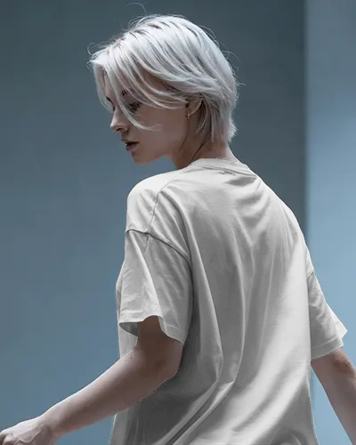 Backview Tshirt Mockup Female Model In Soft Natural Light With Modern Minimal Style