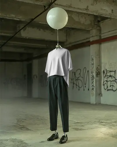 Modern Loose Fit Tshirt Mockup Paired With Tailored Pants For Stylish Everday Outfits