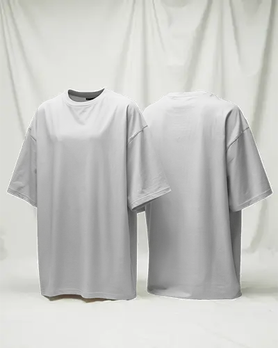 Minimal Dual View Tshirt Mockup Front And Back Oversized Tees On Draped Studio Background