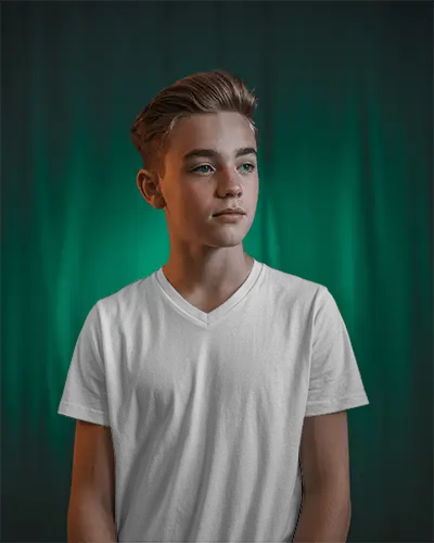 Youth Vneck Cotton Tshirt Mockup For Casual Styles And Modern Apparel Branding Presentation