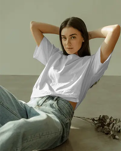 Trendy Minimalist Women Cotton Tshirt Mockup For Casual Outfits Versatile Style And Easy To Match