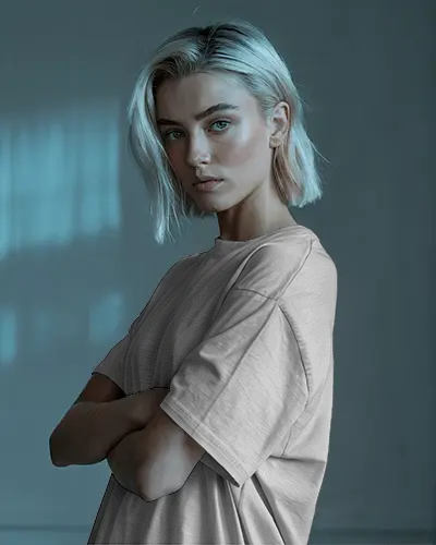 Simple Casual Womens Relaxed Fit Short Sleeve T Shirt Mockup Template