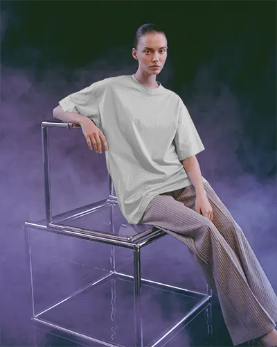 Oversized Relaxed Fit Tshirt Mockup Minimalist Modern Fashion Studio Photo Lifestyle Lookbook
