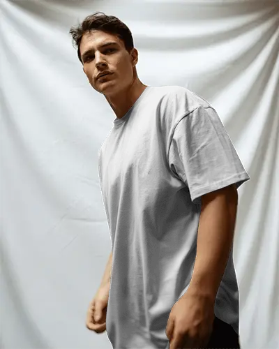 Soft Breathable Plain Tshirt Mockup With Dropped Shoulder Seams Perfect For Layering Look
