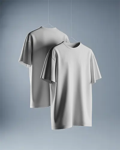 Premium Quality Blank Two Tshirt Mockup Hanging On Hooks For Presentation