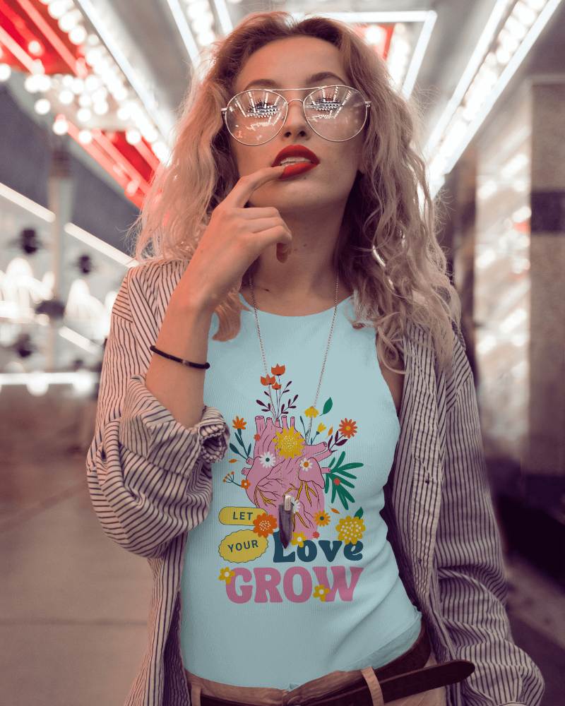 Woman Tshirt Mockup Wearing Necklace