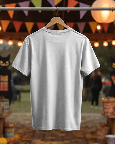 Halloween Party Hanging Tshirt Mockup Outdoor Festival Night Celebration Background