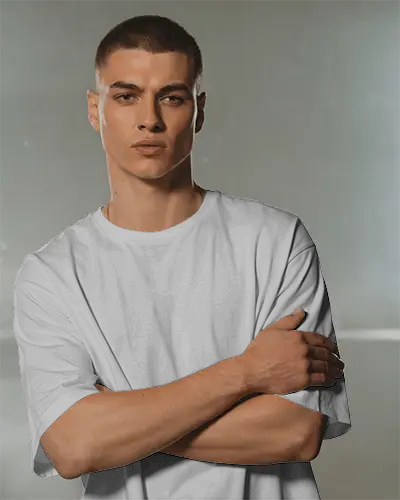 Men Featuring Basic Crewneck T Shirt Mockup For Fashion Apparel Promo