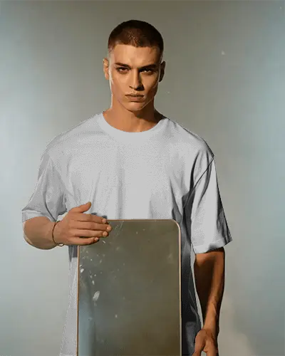 Modern Minimalist Solid Color Plain Round Neck Tshirt Mockup For Men Fashion