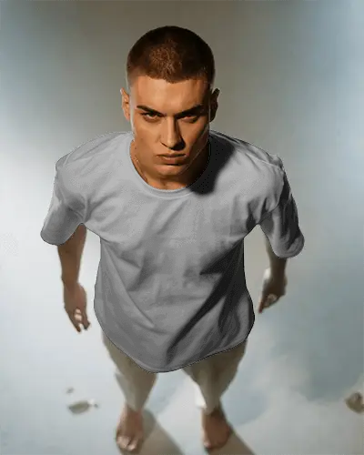 Modern Comfort Fit Plain Tshirt Mockup For Men Stylish Basic Apparel Display Template