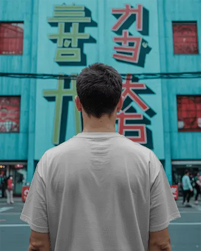 Urban Streetwear Back View Tshirt Mockup For Casual Outfits And Fashion Brands Promotion