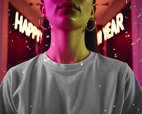 Minimalistic New Year Celebration Mockup Featuring Close Up And Illuminated Background