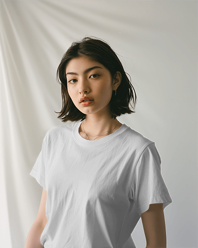 Asian Female Model Wearing Tshirt Mockup In A Studio Photoshoot Scene3