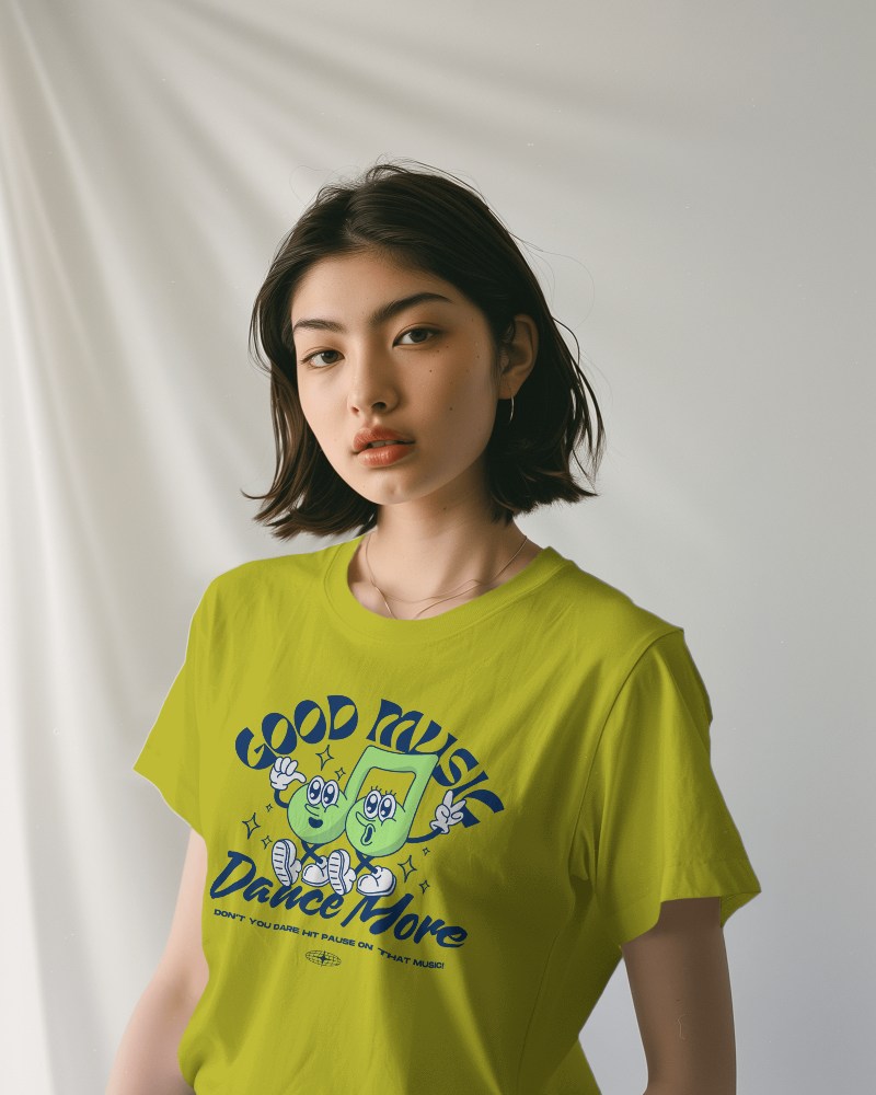 Asian Female Model Wearing Tshirt Mockup In A Studio Photoshoot Scene3