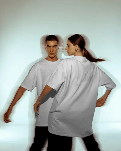 Dynamic Duo Tshirt Mockup With Modern Motion Blur And Minimal Studio Energy