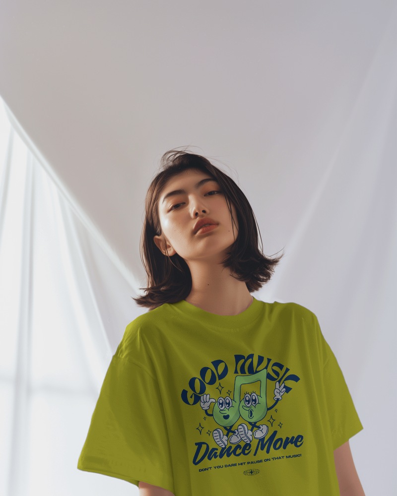 Asian Female Model Wearing Tshirt Mockup In A Studio Photoshoot Scene4