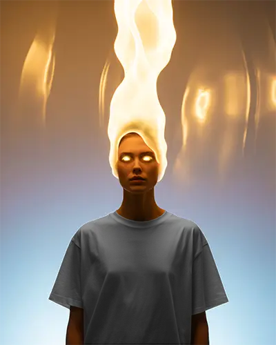 Minimalistic Casual Tshirt Mockup On Abstract Background With Unique Lighting Effects