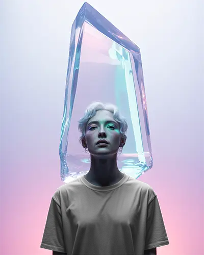 Sleek Urban Style Tshirt Mockup Featured On Edgy Model With Abstract Background Design Template