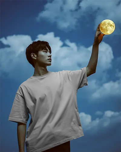 Comfortable Loose Fit Tshirt Mockup For Modern Casual Style Fashion Photography Portrait