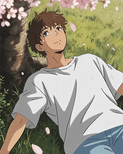 Casual Relaxed Men Tshirt Mockup Nature Background Spring Season Cherry Blossom Theme