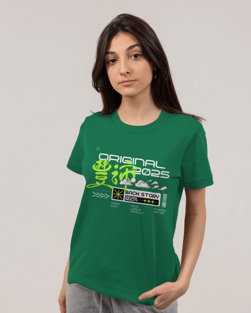Woman With Folded Hands In Tshirt Mockup
