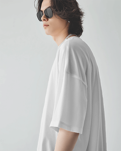 Tall Asian Man Wearing Tshirt Mockup In Studio Scene1