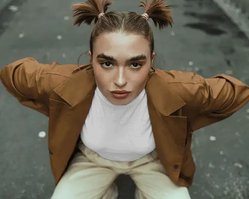 Urban Streetwear Fashion Model Wearing Casual T Shirt Mockup Outdoor Stylish Look