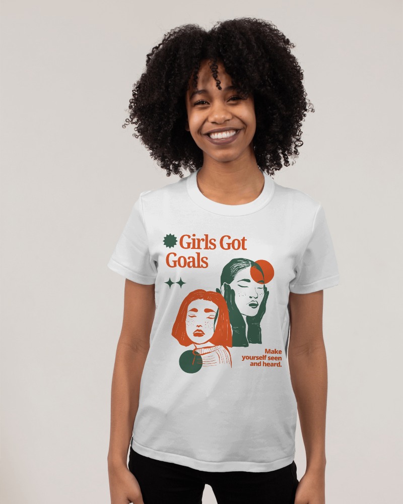 African Woman Tshirt Mockup Having Curly Hair