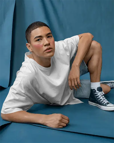 Urban Casual Relaxed Fit Tshirt Model Mockup Lifestyle Photography Ideal For Fashion Branding