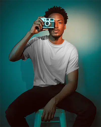 Casual Modern Mens Tshirt Mockup In Stylish Photography Setting For Fashion Brand Promotion