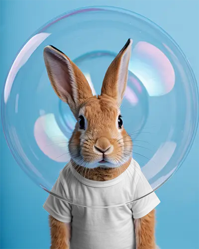 Realistic T Shirt Mockup With Animal Character In Bubble For Fashion Design Presentation