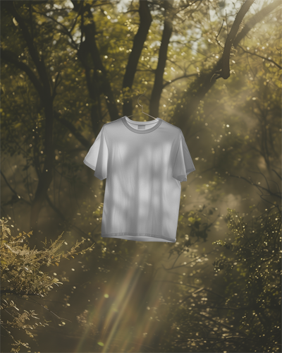Tshirt Mockup Floating In Nature With Sunlight Falling On It