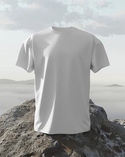 3d Tshirt Mockup On Rock In Front Of Sea Background