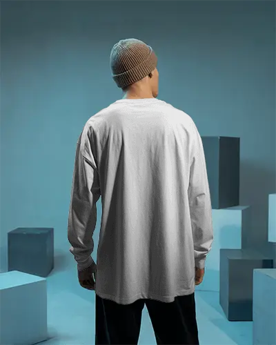 Comfortable Long Sleeve Tshirt Mockup For Men Minimalist Studio Background Simple Style