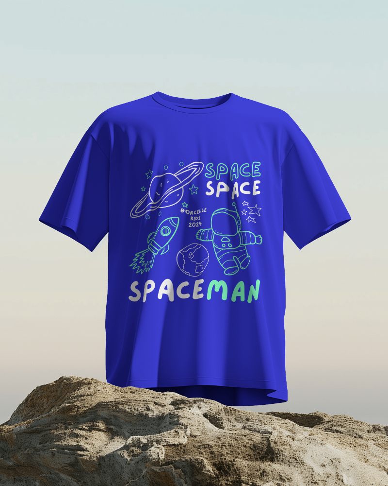 Round Neck Tshirt Mockup On Rock Shot From Low Angle