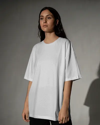 Studio Fashion Tshirt Mockup Women Relaxed Fit Front Facing Clean Background Studio Light