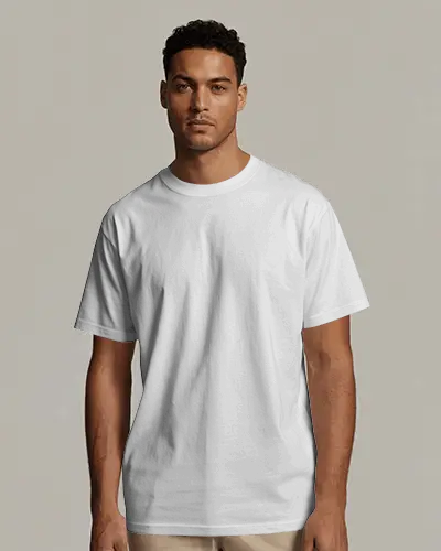 Mens Front Tshirt Mockup Male Model Standing Straight Minimal Fashion Presentation