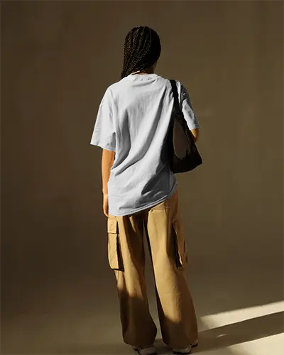 Relaxed Fit Basic Crewneck Tshirt Mockup With Short Sleeves Womens Casual Fashion Wear