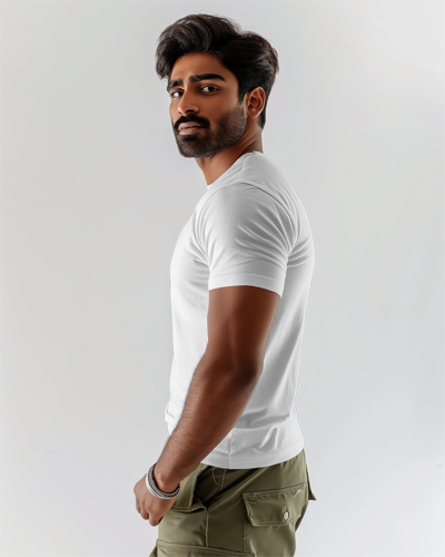 Indian Man Wearing Blinkstore Tshirt Mockup In A Studio