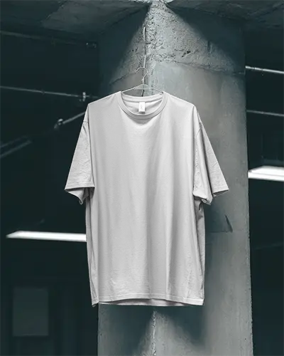 Premium Quality Custom Blank Tshirt Mockup Hanging Indoor Urban Styled Background Photoshoot