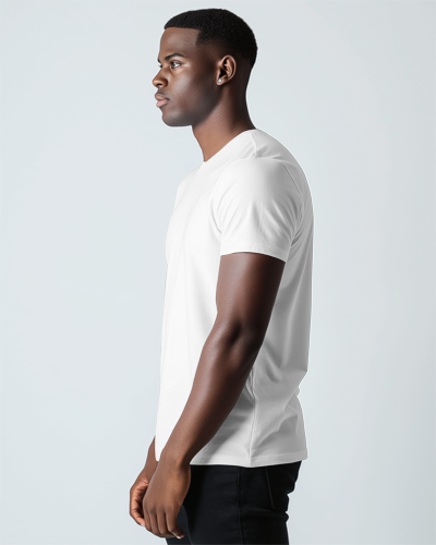Round Neck Tshirt Mockup On African Model In Professional Studio