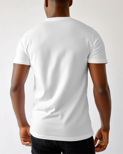 Round Neck Tshirt Mockup On African Model In Professional Studio