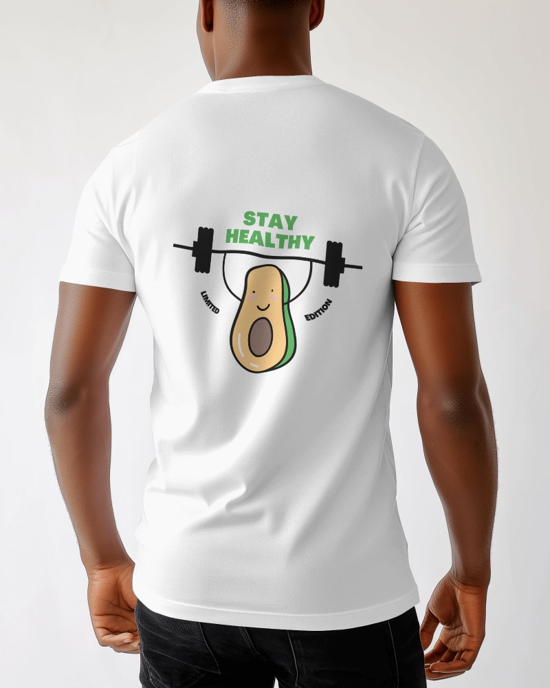 Round Neck Tshirt Mockup On African Model In Professional Studio