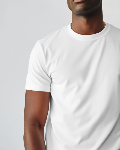 Round Neck Tshirt Mockup On African Model In Professional Studio