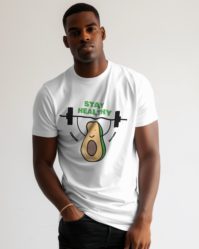 Round Neck Tshirt Mockup On African Model In Professional Studio