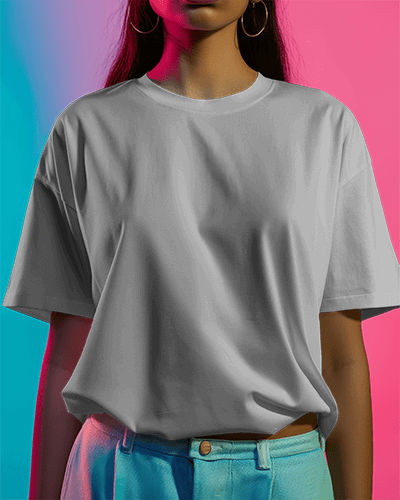 Closeup Tshirt Mockup Of Woman Model With Vibrant Background