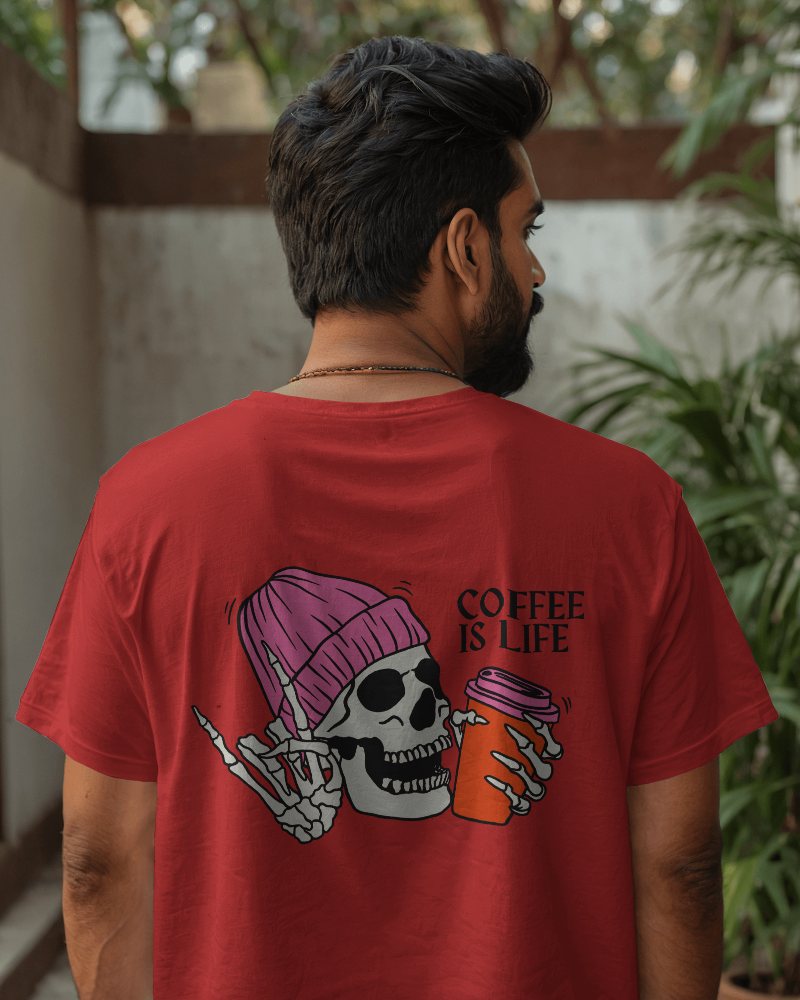 Back View Of Indian Model Wearing Tshirt Mockup In Garden