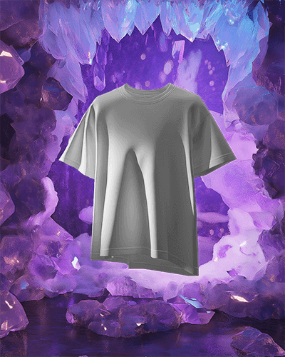 Round Neck Tshirt Mockup In Purple Crystal Cave