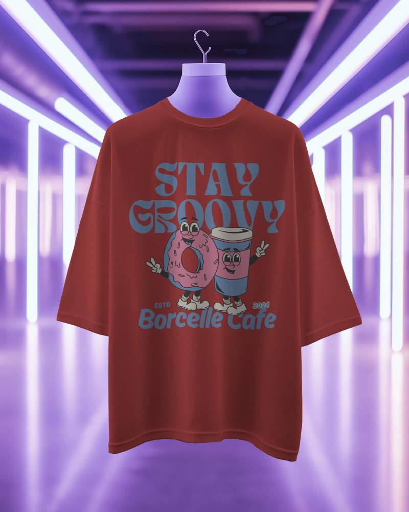 Tshirt Mockup Hanging On Mannequin With Neon Lighting In Background