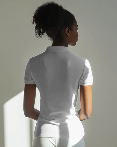 Woman Wearing Polo Tshirt Mockup With Back View